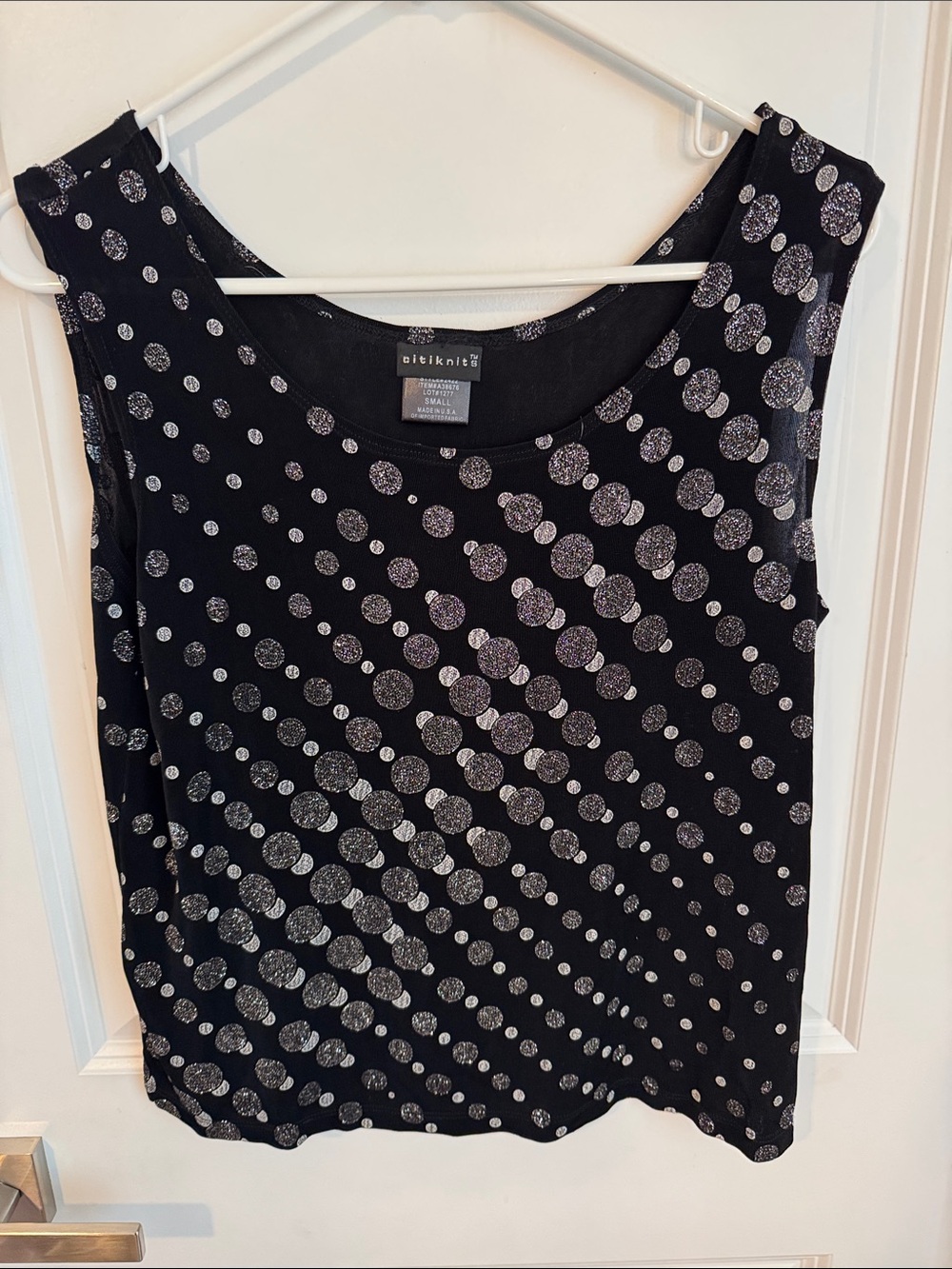 PetiteKnit Sparkle Dot Black Sleeveless Tank